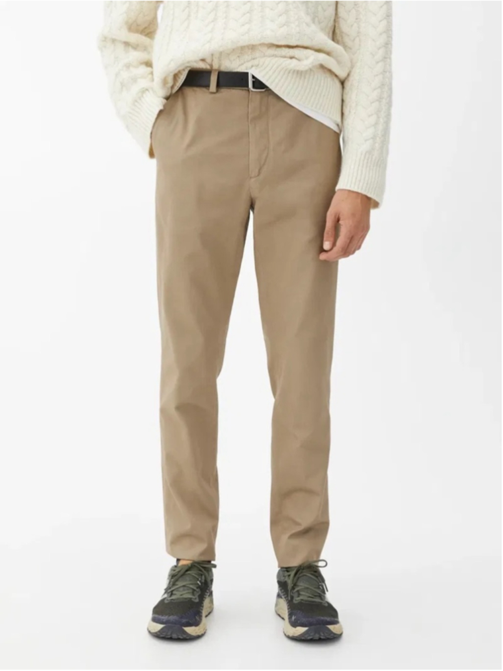 Arket Men's Slim Cotton Twill Pants in Beige/Khaki